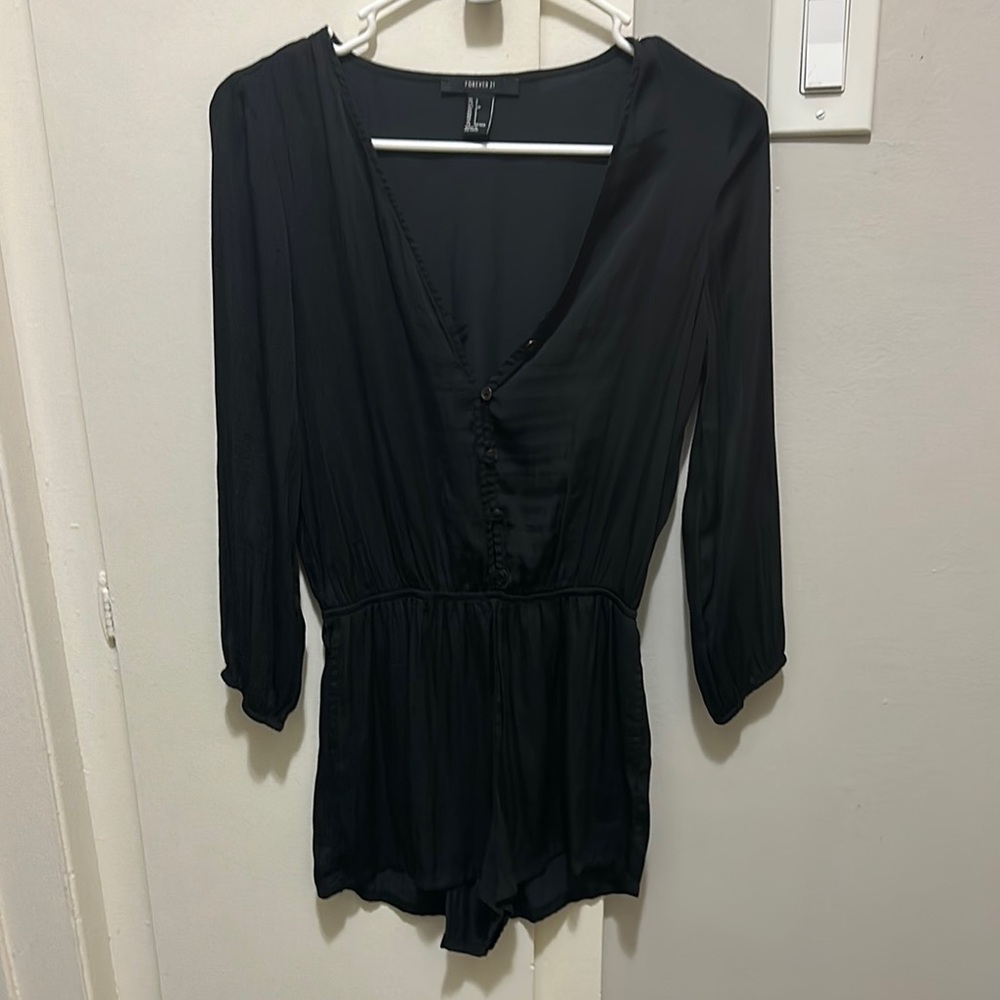 Forever 21 Black Button-Down Romper